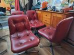 5 chaises rétro en cuir rouge bordeaux, Rouge, Retro, leder, Comme neuf, Enlèvement