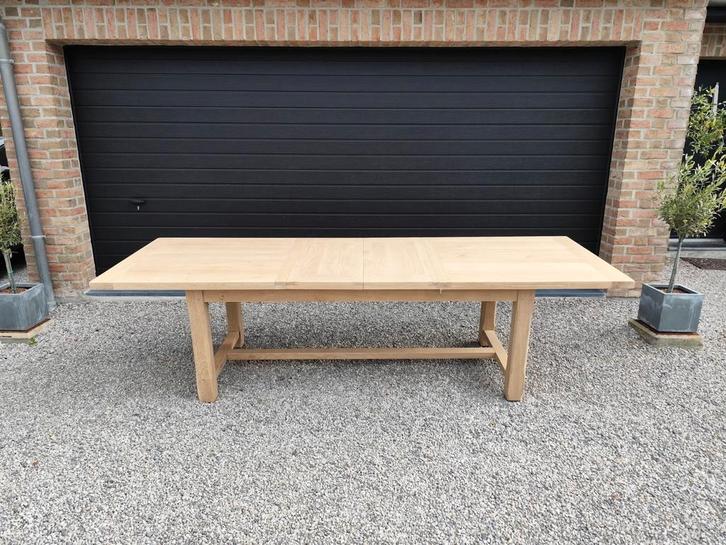 Boerentafel 2m80 massief eikenhout met verlengstukken, Huis en Inrichting, Tafels | Eettafels, Zo goed als nieuw, Eikenhout, Ophalen