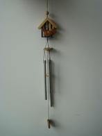 Windgong houten vogelhuisje met 3 metalen staafjes, Tuin en Terras, Tuinwanddecoratie, Ophalen of Verzenden, Gebruikt