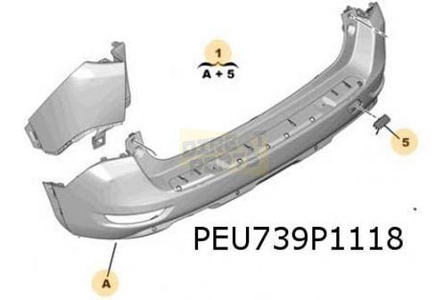 Peugeot 5008 (6/17-1/21) achterbumper (Te spuiten) (Bij PDC), Auto-onderdelen, Carrosserie, Bumper, Peugeot, Achter, Nieuw, Verzenden
