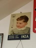 Ancienne assiette en fer blanc contenant du lait d'Inza, Enlèvement ou Envoi, Comme neuf