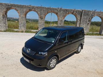 VW Transporter T5 EditionT 2.5TDi dubbele cab. Lichte vracht, Auto's, Volkswagen, Zwart, Parkeersensor, Zwart, Leder