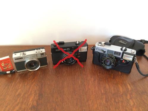 3 zwarte fotocameraatjes fototoestelletjes jaren 70 vintage, Audio, Tv en Foto, Fotocamera's Analoog, Gebruikt, Compact, Ophalen of Verzenden