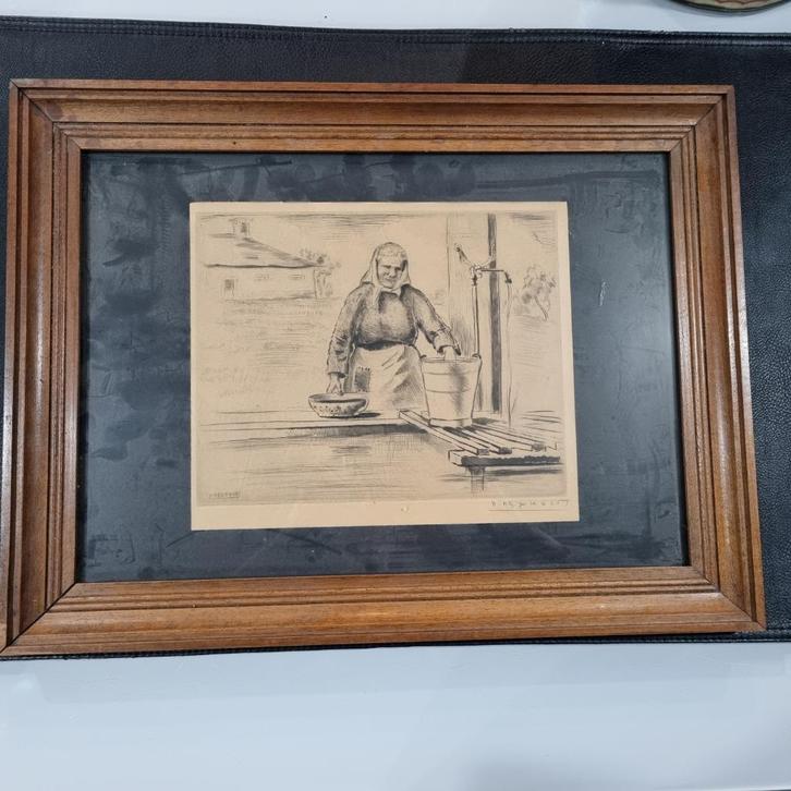 Fusain P. Daxhelet, Antiek en Kunst, Kunst | Etsen en Gravures, Ophalen of Verzenden