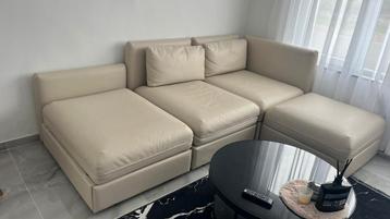 Beige lederen 3zit met bedfunktie beschikbaar voor biedingen