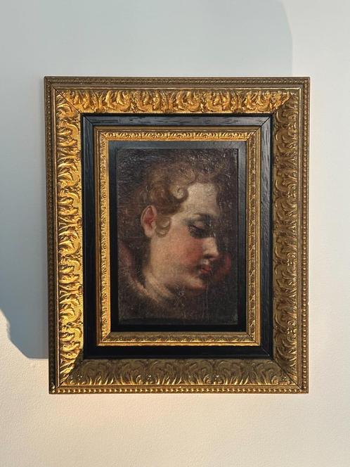 Tableau ancien huile portrait visage jeune garçon XVIIe cadr, Antiek en Kunst, Kunst | Schilderijen | Klassiek, Ophalen of Verzenden