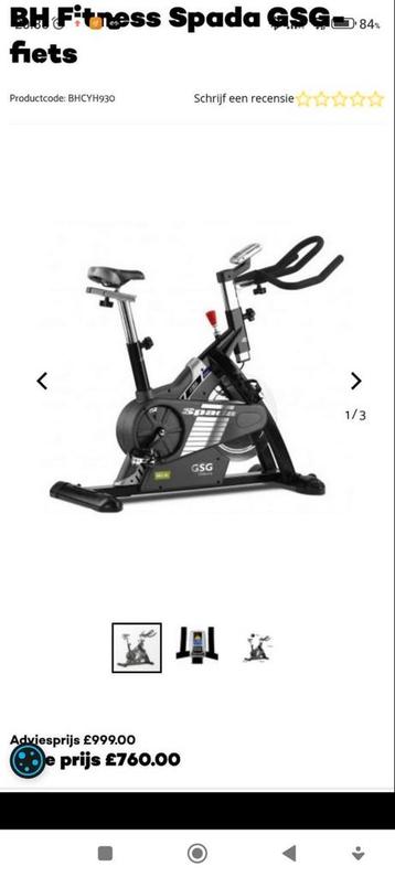 Spinningfiets SPADA GSG generator, BH fitness beschikbaar voor biedingen