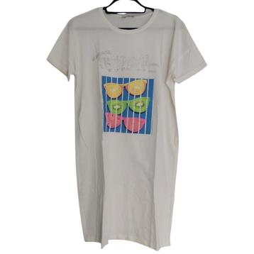 Robe-chemise blanche aux fruits tropicaux, Neuf, Blanc, Glo-story, Envoi