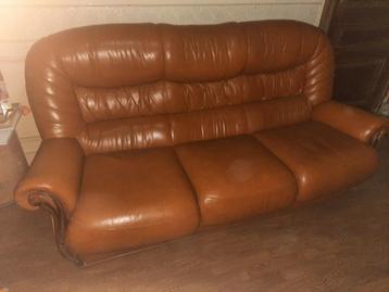 Divan salon 3 pieces, 75 à 100 cm, Ancien, Cuir, Banc droit