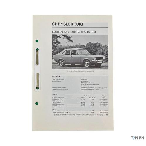 Kluwer | Chrysler Sunbeam 1250 - 1500 TC | 1973 | NL, Auto diversen, Handleidingen en Instructieboekjes, Ophalen of Verzenden