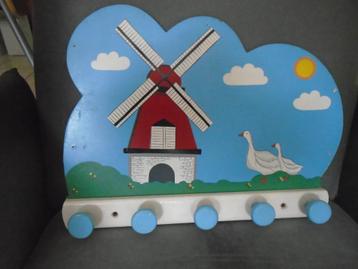 PORTE MANTEAU"LE MOULIN" EN BOIS+ 3  OURS GRATUITS