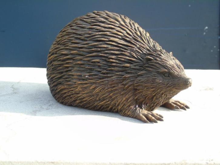 Groot egelbeeld in brons van natuurlijk formaat..., Tuin en Terras, Tuinbeelden, Nieuw, Dierenbeeld, Overige materialen, Ophalen