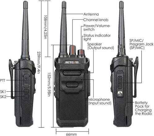 Retevis RT648 PMR IP67 portofoon, Telecommunicatie, Portofoons en Walkie-talkies, Gebruikt, Portofoon of Walkie-talkie, Minder dan 2 km