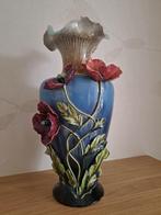 Groot art nouveau-vaas in barbotine en majolica, circa 1920, Antiek en Kunst, Ophalen