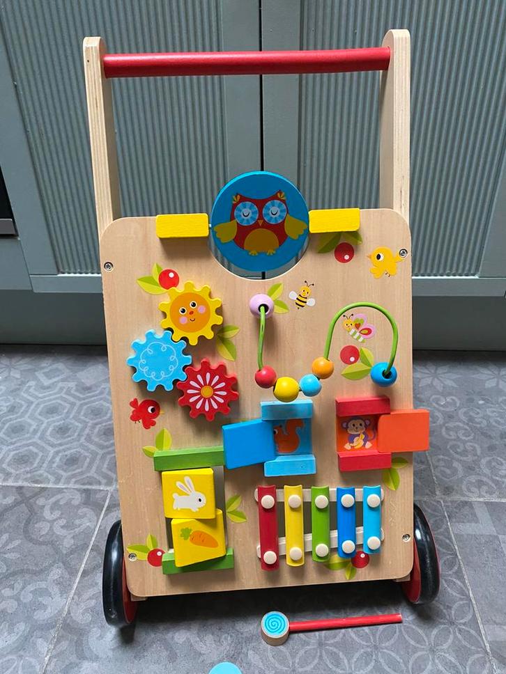 Kleurrijk loopwagentje, Kinderen en Baby's, Speelgoed | Houten speelgoed, Zo goed als nieuw, Ophalen of Verzenden