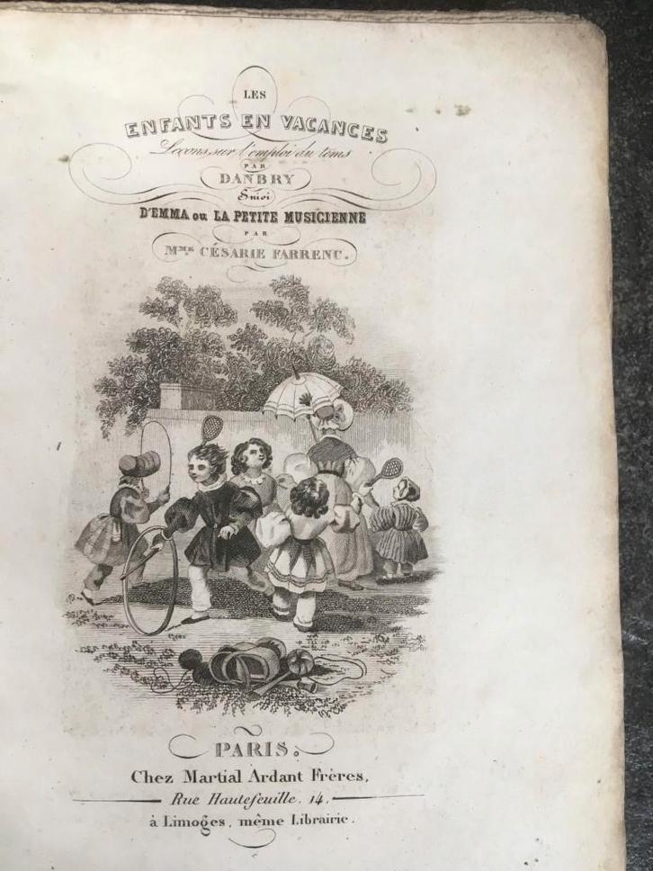M. Danbry - les enfants en vacances - 1842, Antiquités & Art, Antiquités | Livres & Manuscrits, Enlèvement ou Envoi