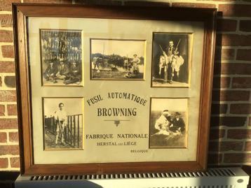 Uniek reclamekader FN Herstal Luik 1920 fusil Browning auto5 beschikbaar voor biedingen