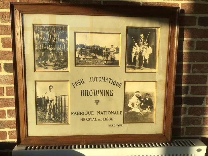 Uniek reclamekader FN Herstal Luik 1920 fusil Browning auto5, Verzamelen, Militaria | Algemeen, Ophalen