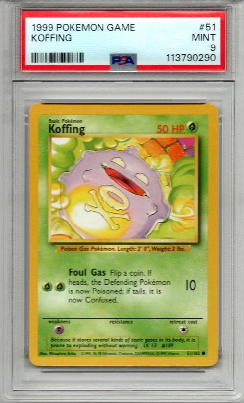 Koffing Psa 9 Base set unlimited, Hobby en Vrije tijd, Verzamelkaartspellen | Pokémon, Zo goed als nieuw, Ophalen of Verzenden