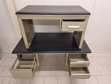 vintage metalen bureel 1950's met dactylotafel beschikbaar voor biedingen