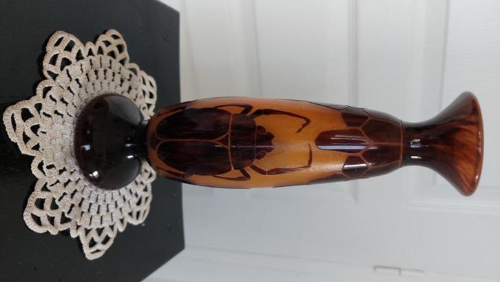 Zeldzame vaas van LE VERRE FRANÇAIS, decoratie met scarabee, Antiek en Kunst, Antiek | Vazen, Ophalen of Verzenden