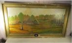 Mooi Oud Geschilderd Werk 'Boerderij en Bomen' - CH Leyssen, Antiek en Kunst, Kunst | Schilderijen | Klassiek, Ophalen of Verzenden