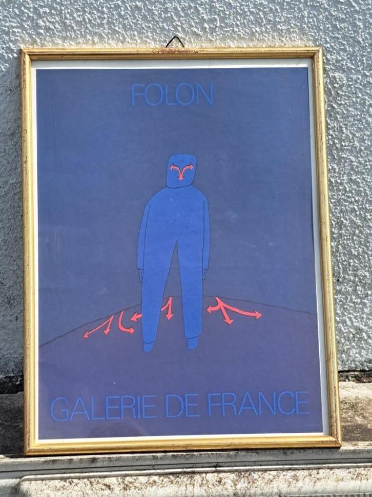 Lithographie galerie de france de jean michel folon , Antiek en Kunst, Kunst | Litho's en Zeefdrukken, Ophalen of Verzenden