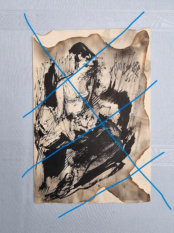 Aquarel/ Anto Diez/wensen en prentje/1966/UNIEK/copy protect, Antiek en Kunst, Kunst | Schilderijen | Modern, Ophalen of Verzenden