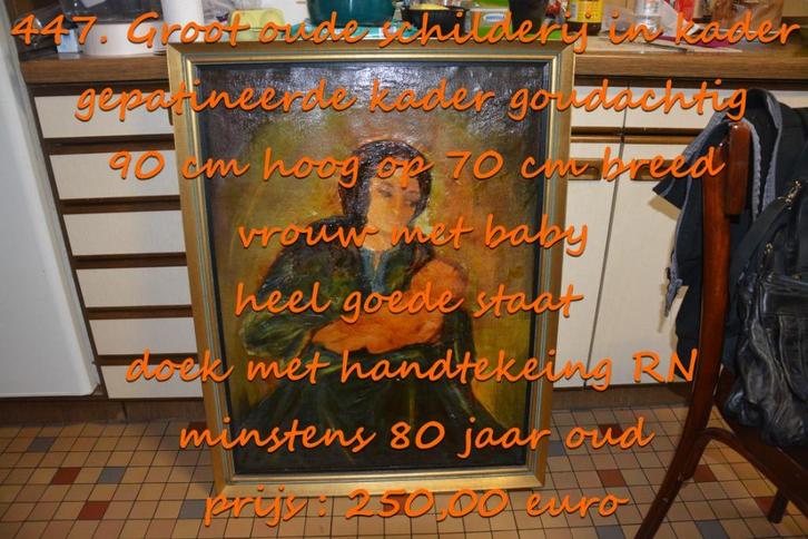 447. Groot oude schilderij in kader, Antiek en Kunst, Kunst | Schilderijen | Klassiek, Ophalen
