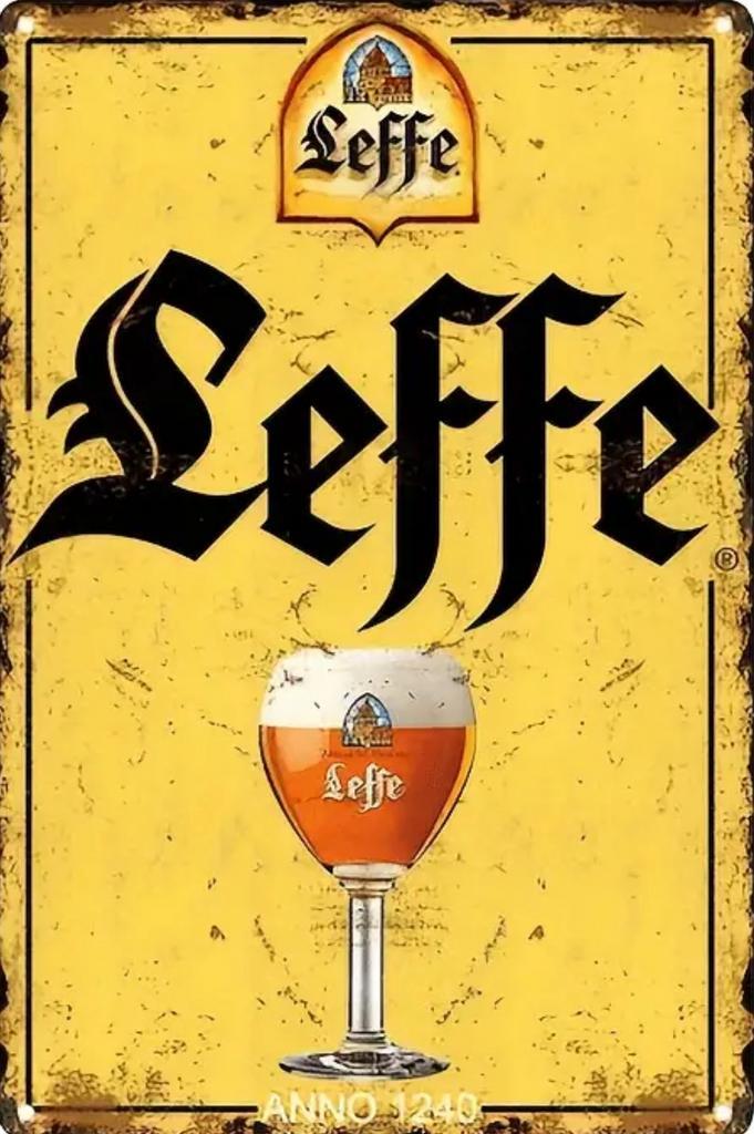 Metalen reclamebord Leffe blond - retro vintage mancave, Verzamelen, Biermerken, Zo goed als nieuw, Reclamebord, Plaat of Schild