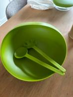 Grand plat à salade avec couvert, Enlèvement ou Envoi, Utilisé, Vert, Récipient ou Bol