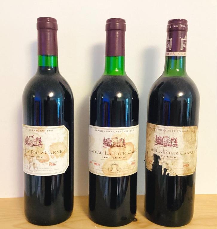 3 X Château la Tour Carnet 1985/86 – 4e Grand Cru Classé!, Verzamelen, Wijnen, Nieuw, Rode wijn, Frankrijk, Vol, Ophalen of Verzenden