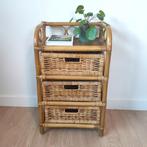 Vintage schuivenkastje in rotan/bamboe - boho/landelijk, 3 of 4 laden, Ophalen, Gebruikt, Boho, Scandinavisch, landelijk