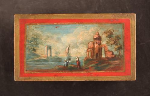 Handgedecoreerde 19e eeuwse tabaksdoos, Antiek en Kunst, Antiek | Overige Antiek, Ophalen of Verzenden