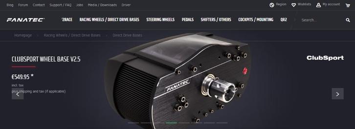 Fanatec Club Sport Wheel Base V2.5 8Nm. met of zonder stuur, Computers en Software, Joysticks, Zo goed als nieuw, Ophalen of Verzenden