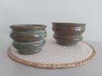Setje handgemaakte keramieken bloempotjes (draaischijf), Minder dan 50 cm, Nieuw, Groen, Ophalen