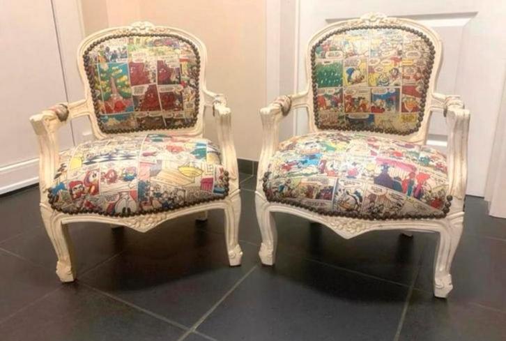 2 vintage Donald duck kinderstoelen ‘70 origineel, Antiek en Kunst, Antiek | Meubels | Stoelen en Sofa's, Ophalen