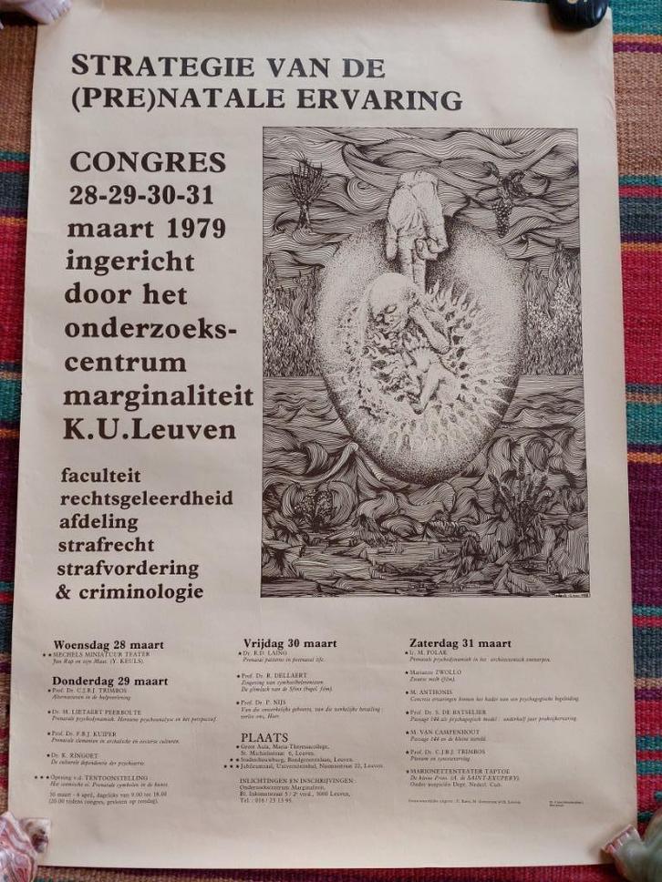 affiche strategie van de prenatale ervaring congres KUL 1979, Verzamelen, Posters, Gebruikt, Overige onderwerpen, Ophalen of Verzenden