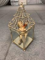 Decoratieve kaarsenhouder in smeedwerk en glas, Huis en Inrichting, Woonaccessoires | Kandelaars en Kaarsen, Ophalen, Zo goed als nieuw