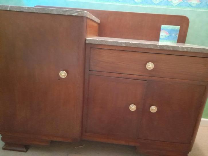 Meuble vintage , ancienne coiffeuse 2 tablettes en marb, Maison & Meubles, Armoires | Dressoirs, Utilisé, Autres essences de bois
