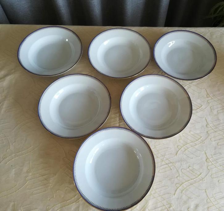 6 diepe borden met gouden rand Johann Seltmann Bavaria, Huis en Inrichting, Keuken | Servies, Gebruikt, Bord(en), Porselein, Ophalen of Verzenden