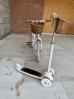 Bandwood kinderfiets & step in pale pink met mandjes, Fietsen en Brommers, Ophalen, Zijwieltjes