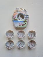 Ensemble japonais de 7 pièces pour saké oiseau siffleur et c, Antiquités & Art, Enlèvement ou Envoi