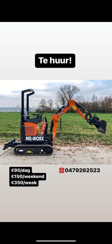 Minigraver (1ton) te huur, Tuin en Terras, Gras en Kunstgras, Gebruikt, Ophalen of Verzenden