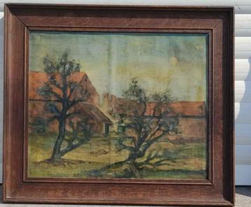 huile sur toile fermette beschikbaar voor biedingen