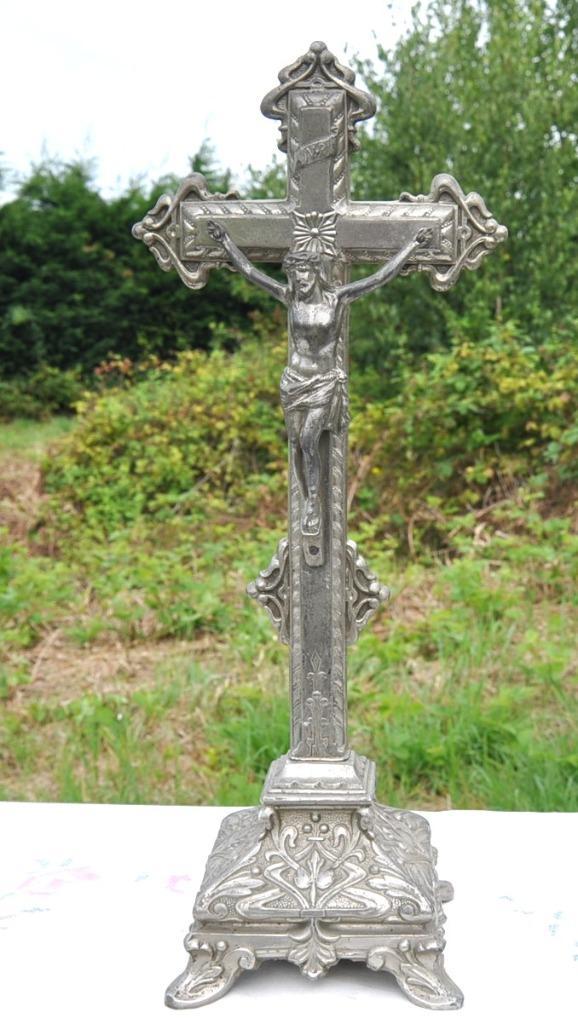 crucifix a poser regule argenté, Antiquités & Art, Antiquités | Objets religieux, Enlèvement ou Envoi