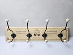 Decoratieve houten kapstok met 4 metalen dubbele haken, Ophalen of Verzenden, Zo goed als nieuw, Hout, Wandkapstok