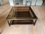 Vierkante glazen salontafel. 90 x 90, Ophalen, Gebruikt