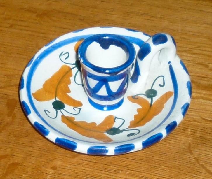 Bougeoir tunisien en poterie artisanale, Antiek en Kunst, Antiek | Kandelaars, Ophalen