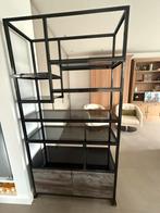 Metalen Gelakt Rek met glas, Huis en Inrichting, Kasten | Vitrinekasten, Ophalen, Gebruikt, 100 tot 150 cm, Glas